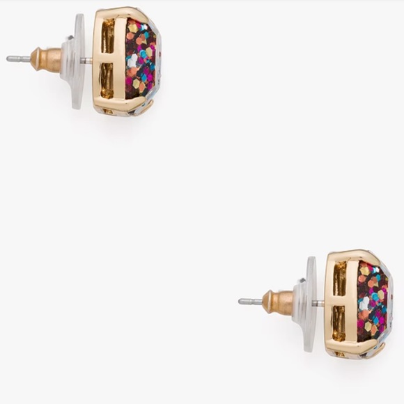 New Kate Spade - Small MultiGlitter Square Stud Earring - Picture 8 of 11